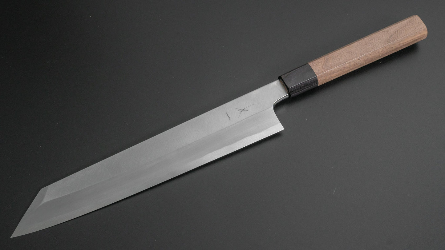 Hitohira Kikuchiyo Manzo White #3 Left-Handed Kiritsuke 270mm Walnut Handle (Saya) - HITOHIRA