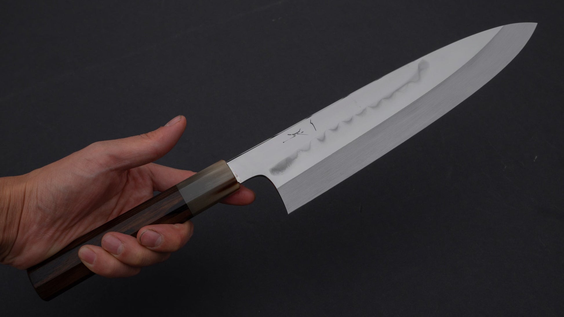 Hitohira Togashi Kambei White #1 Mizu Honyaki Gyuto 240mm Ziricote Handle (#002/ Saya) | HITOHIRA