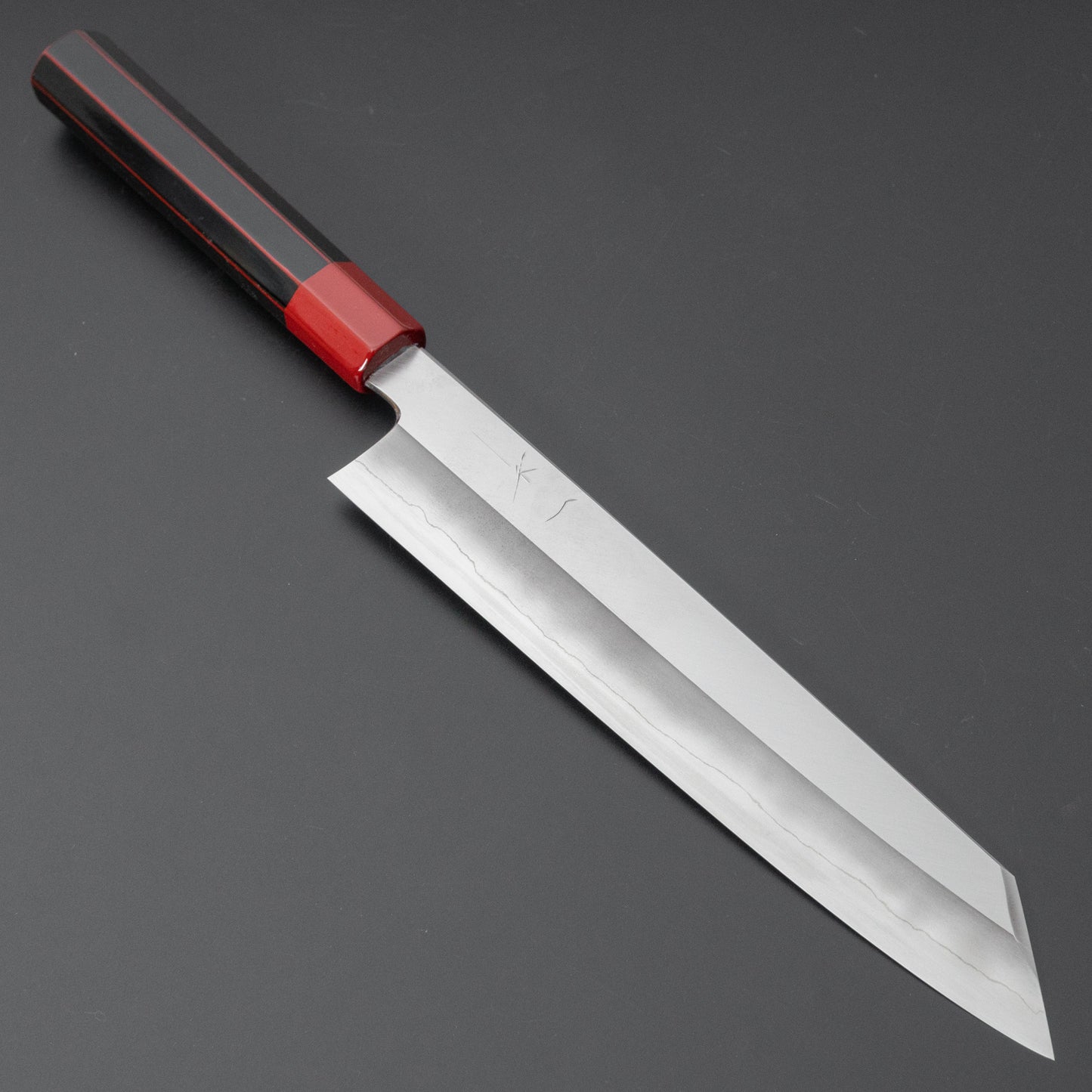 Hitohira Kikuchiyo Kyuzo Silver #3 Migaki Kiritsuke Gyuto 240mm Lacquered Handle (Black and Red) - HITOHIRA