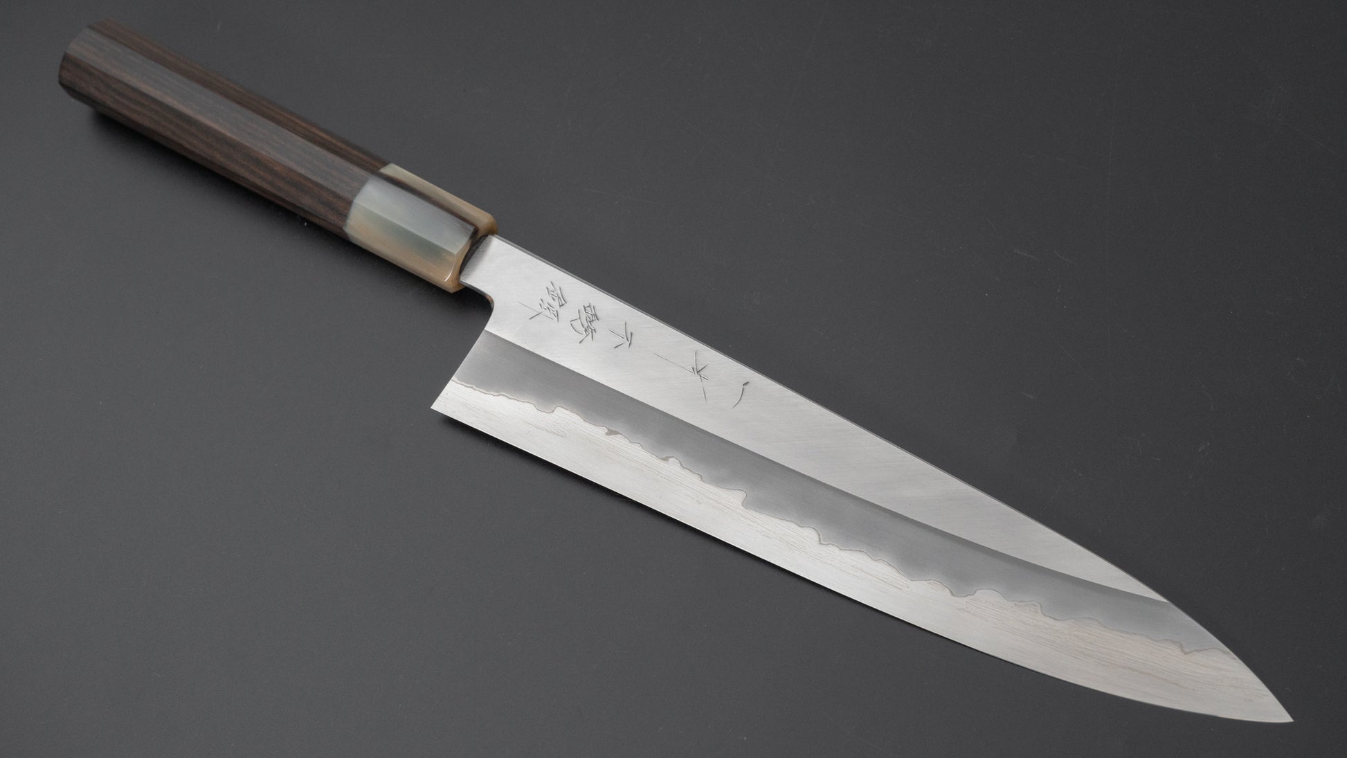 Hitohira Tanaka Kyuzo Blue #1 Stainless Clad Gyuto 240mm Taihei Makassar Ebony Handle - HITOHIRA