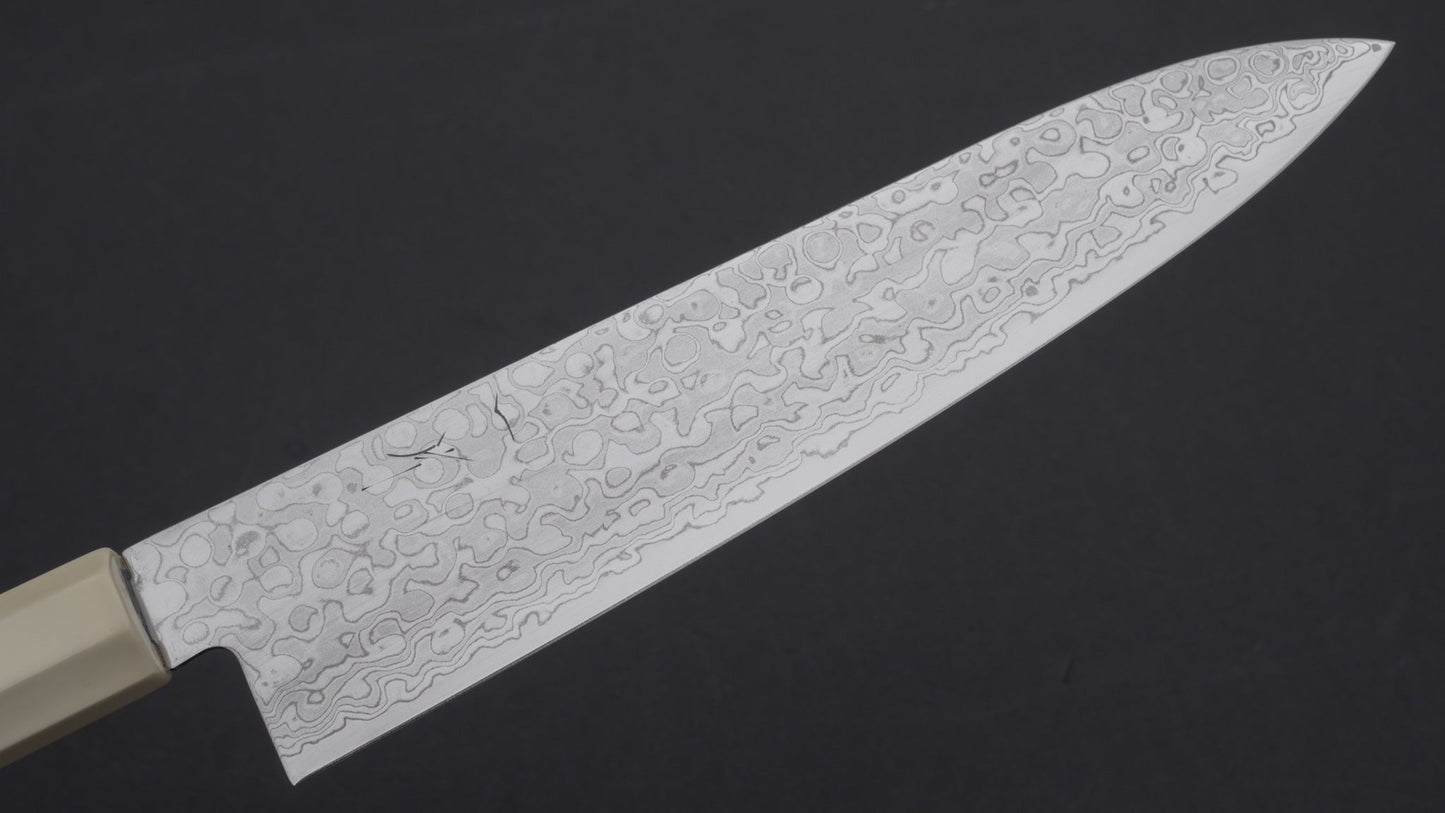 Hitohira HG Damascus Gyuto 210mm Lacquered Handle (White and Black) | HITOHIRA