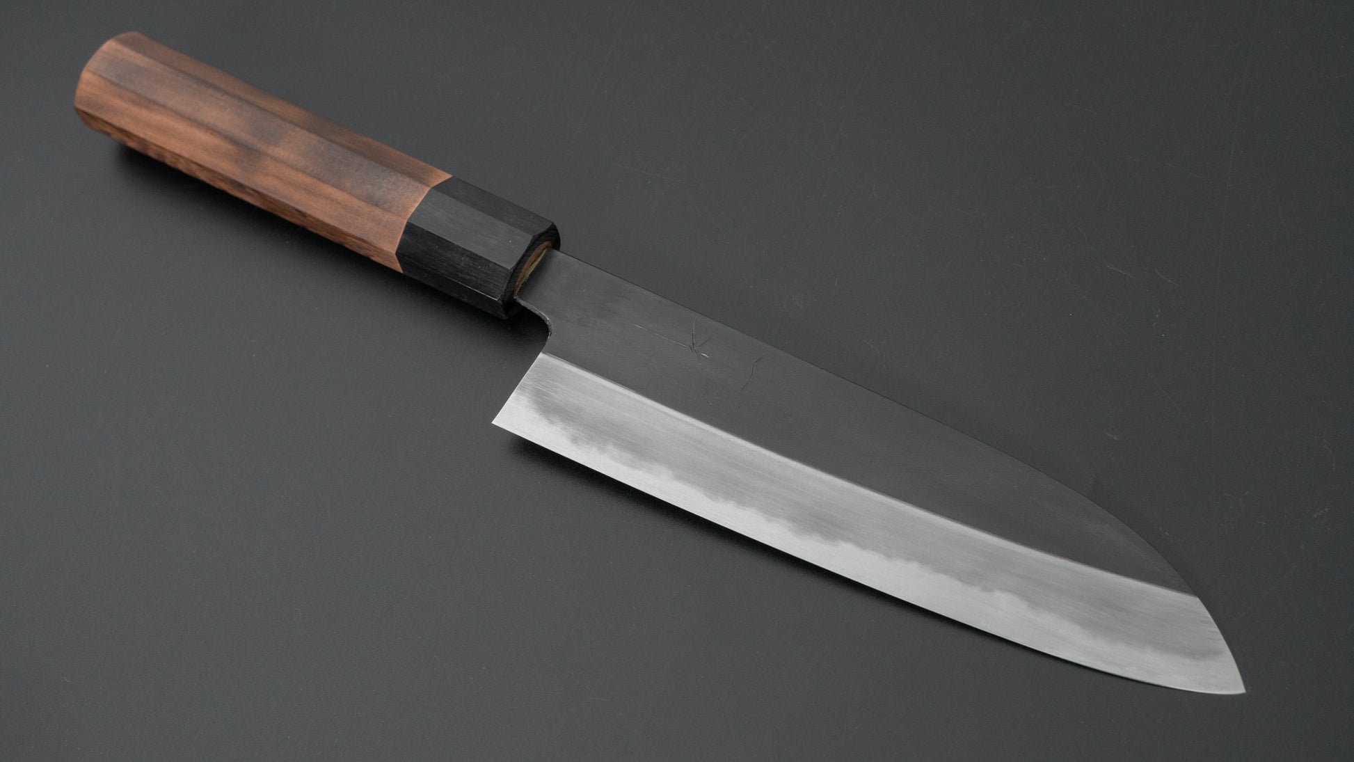 Hitohira Tanaka Kyuzo White #1 Kurouchi Santoku 180mm Burnt Yakusugi Handle - HITOHIRA