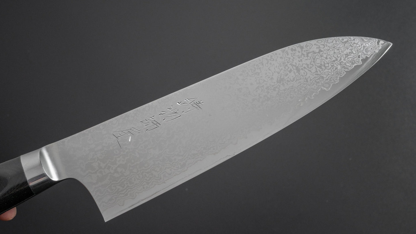 Hitohira Imojiya TH Damascus Santoku 180mm Linen Micarta Handle - HITOHIRA