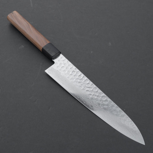 Hitohira HG Tsuchime Damascus Gyuto 210mm Walnut Handle | HITOHIRA