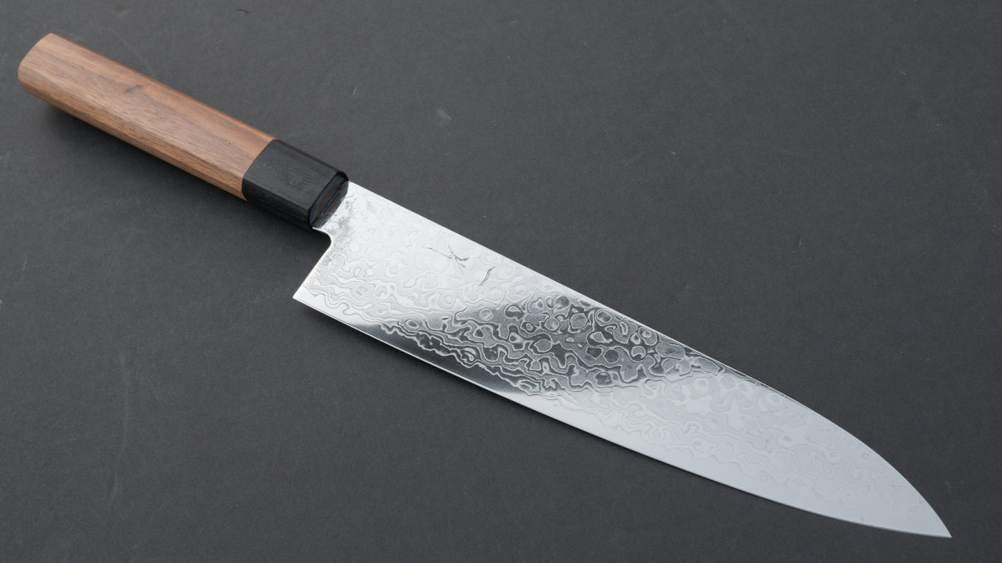 Hitohira HG Damascus Gyuto 210mm Walnut Handle | HITOHIRA