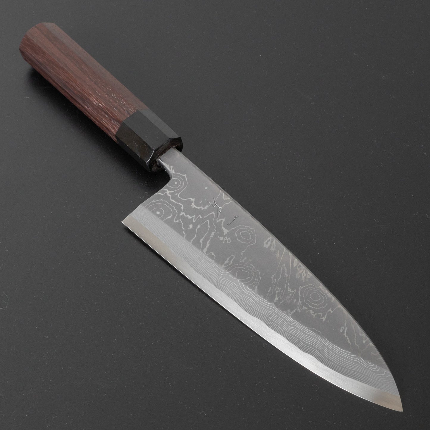 Hitohira Tanaka Kambei Blue #1 Damascus Deba 180mm Rosewood Handle (Saya) - HITOHIRA