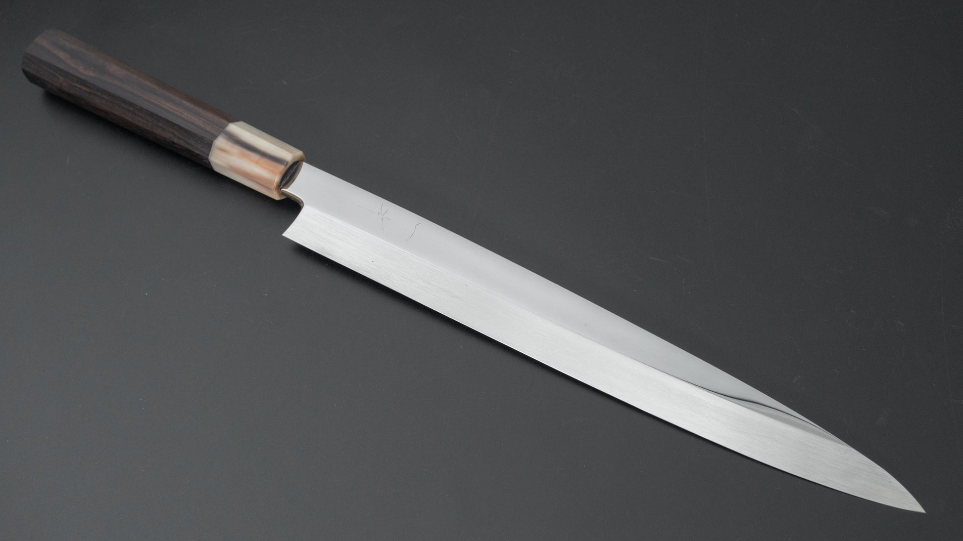 Hitohira Yamatsuka Mosuke Mirror Polished Ginsan Honyaki Yanagiba 270mm Ebony Handle (Saya) - HITOHIRA