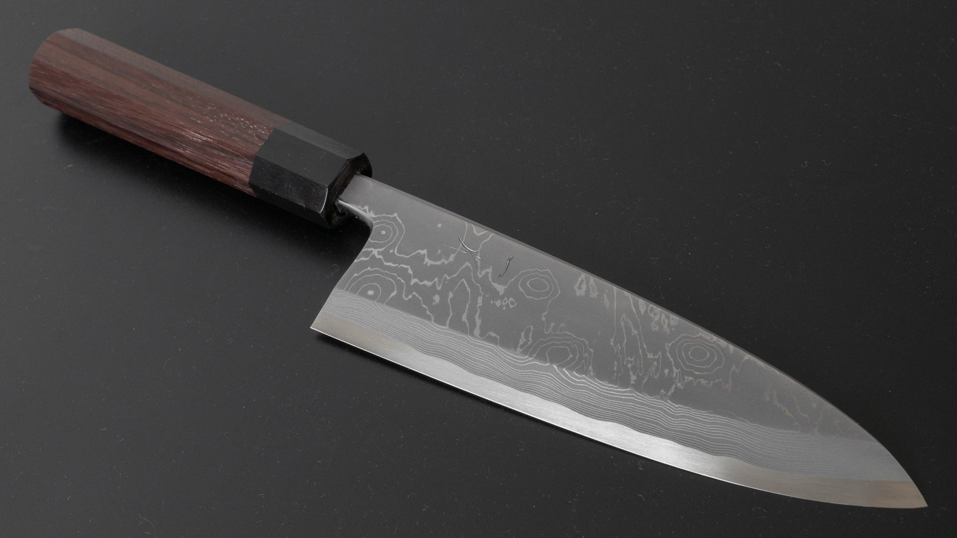 Hitohira Tanaka Kambei Blue #1 Damascus Deba 180mm Rosewood Handle (Saya) - HITOHIRA