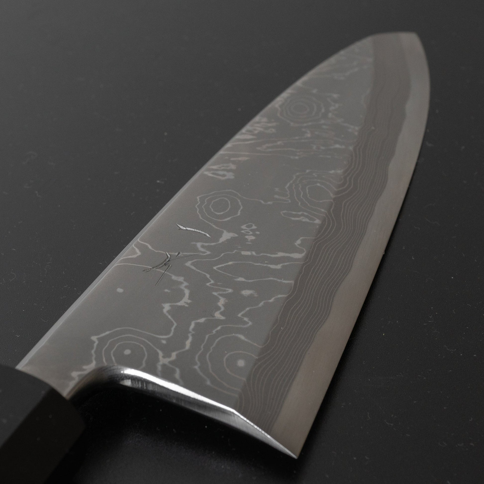 Hitohira Tanaka Kambei Blue #1 Damascus Deba 180mm Rosewood Handle (Saya) - HITOHIRA