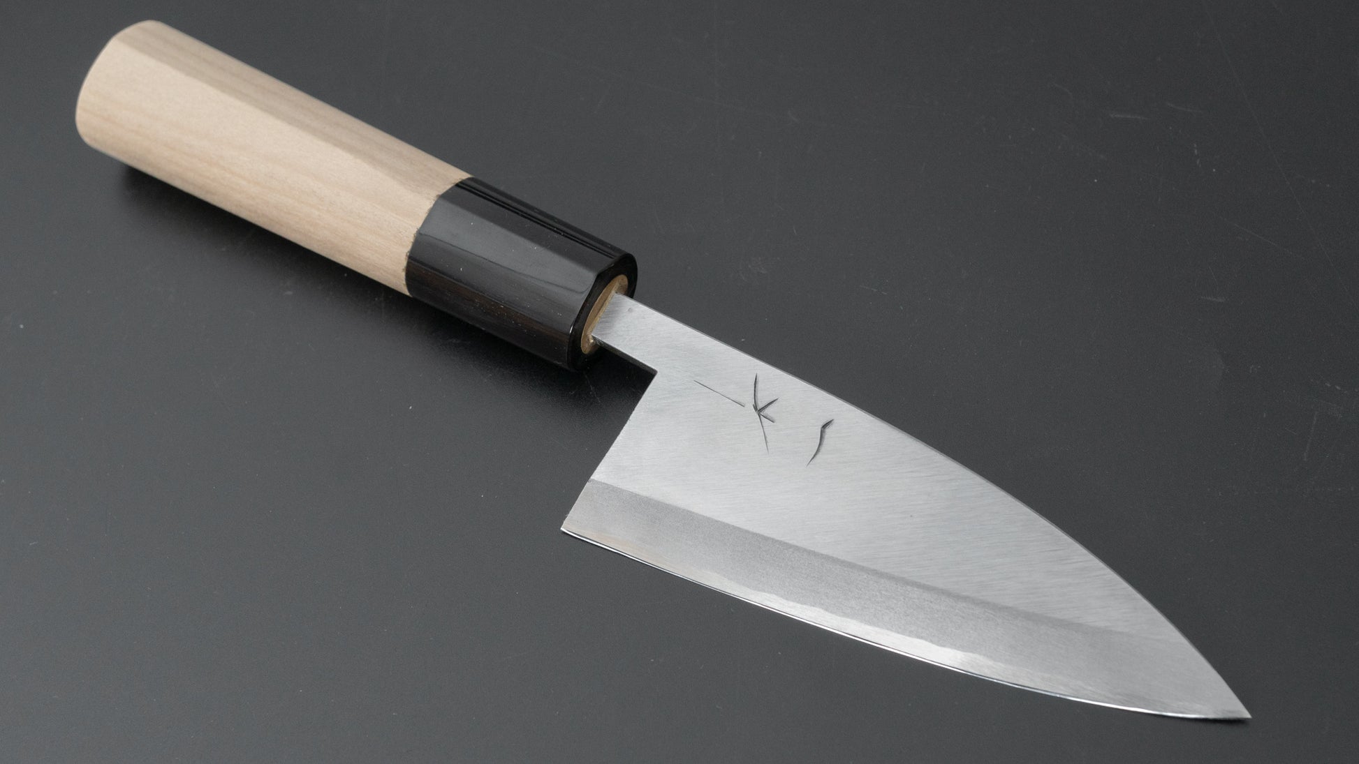 Hitohira Gorobei Blue #2 Ajikiri 105mm Ho Wood Handle (D-Shape) - HITOHIRA