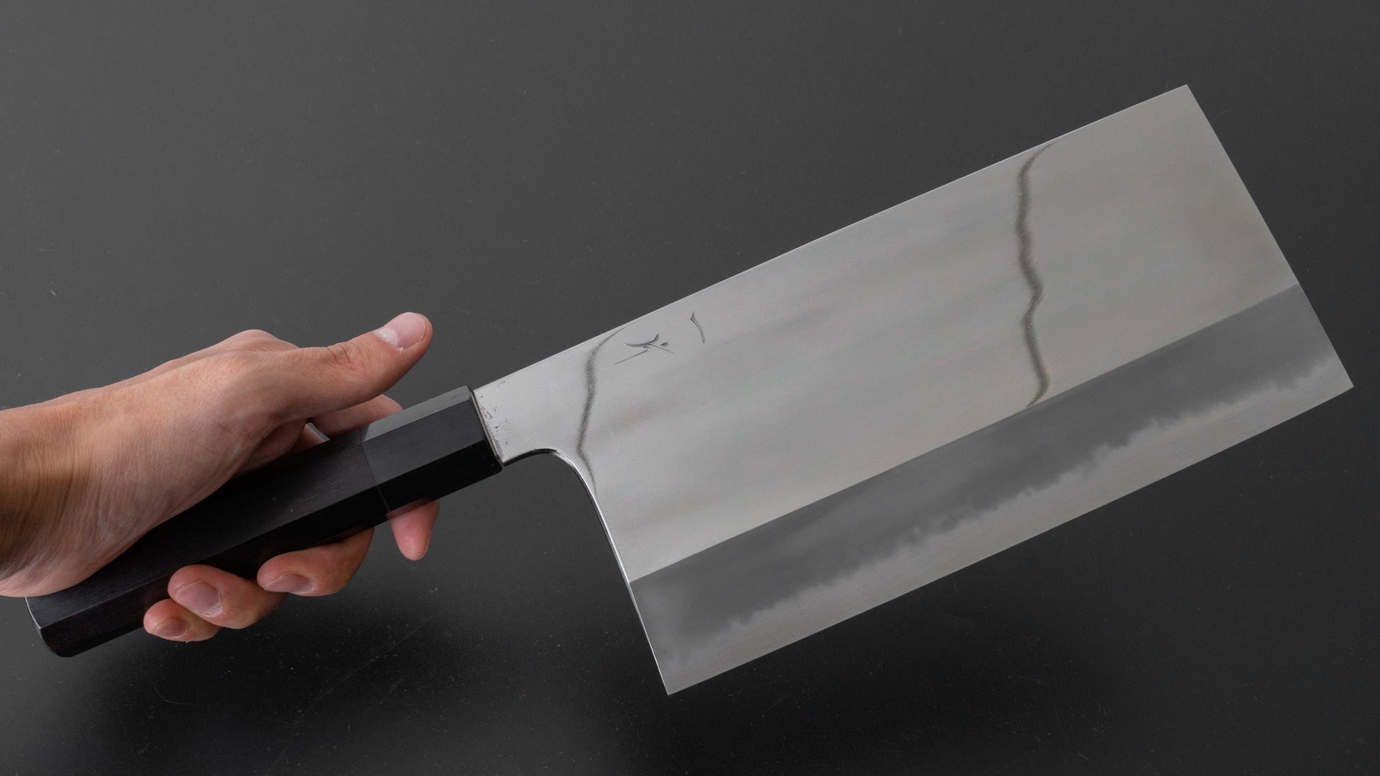 Hitohira Tanaka Kambei White #2 Mirror Polished Chinese Cleaver 220mm Ebony Handle (Saya) - HITOHIRA