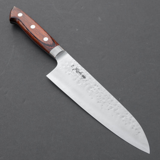 Hitohira Kanjo R2 Tsuchime Santoku 170mm Imitation Mahogany Handle | HITOHIRA