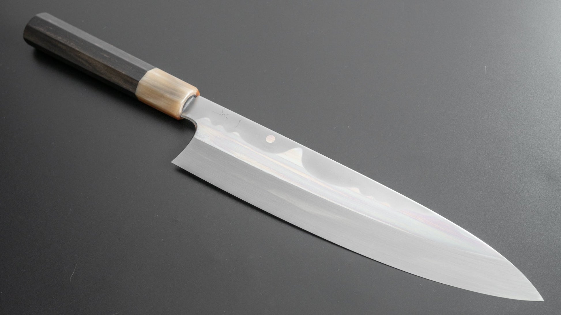 Hitohira Togashi Kyuzo White #1 Fuji Hakumon Mizu Honyaki Gyuto 240mm Taihei Ebony Handle (#045/ Saya) - HITOHIRA