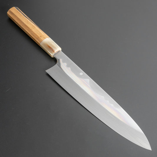 Hitohira Togashi Kyuzo White #1 Fuji Hakumon Mizu Honyaki Gyuto 240mm Kurokaki Persimmon Handle (#046/ Saya) - HITOHIRA