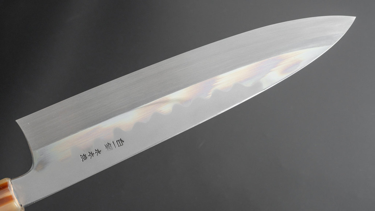 Hitohira Togashi Kyuzo White #1 Hakumon Mizu Honyaki Gyuto 240mm Taihei Masur Birch Handle (#047/ Saya) - HITOHIRA
