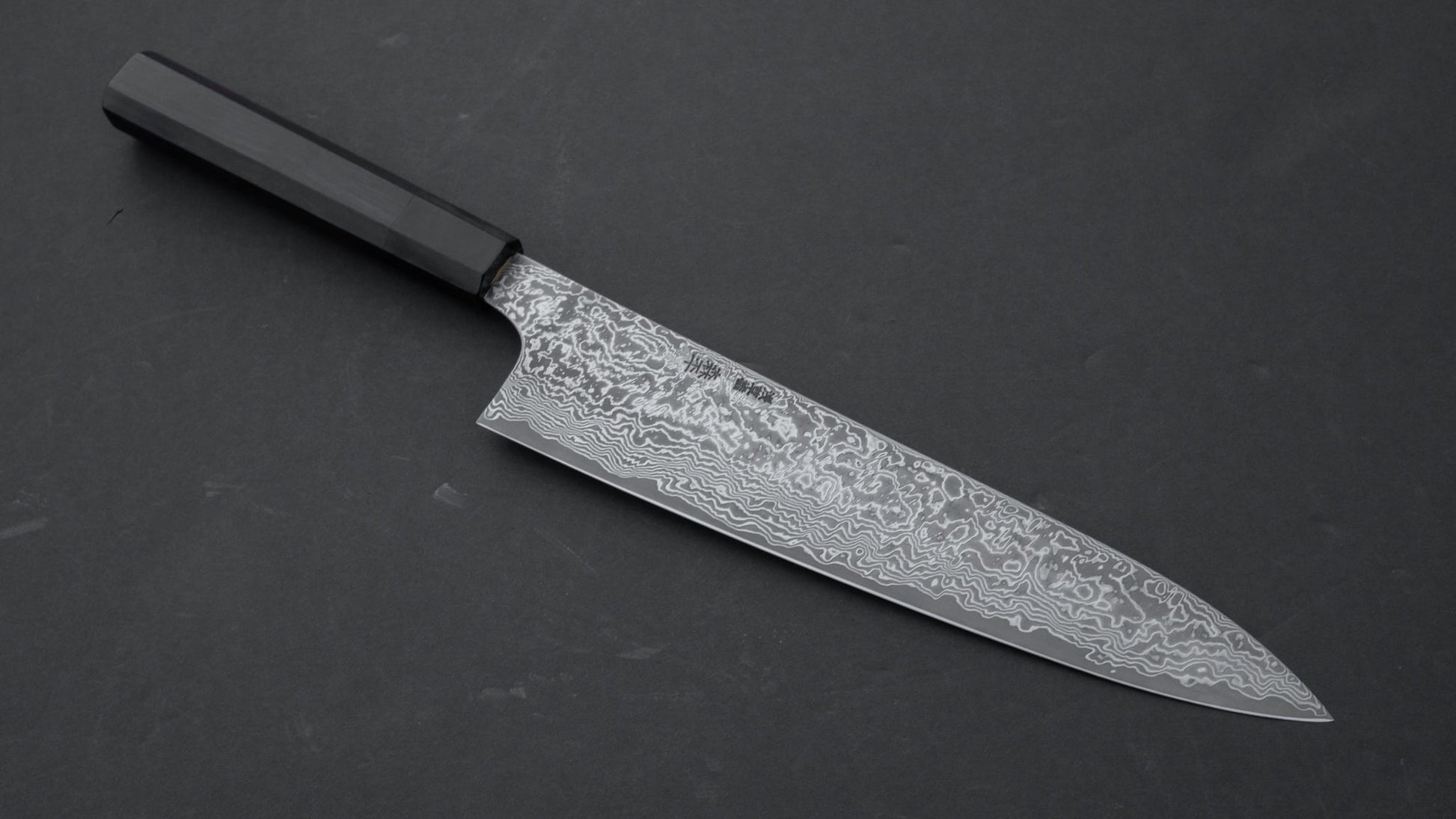 Morihei Akimitsu Ginsan Damascus Gyuto 240mm Ebony Handle (#012) | HITOHIRA