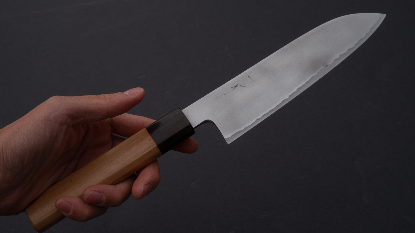 Hitohira Kikuchiyo Yohei Ginsan Kasumi Santoku 180mm Cherry Wood Handle (B Grade Discounted) | HITOHIRA