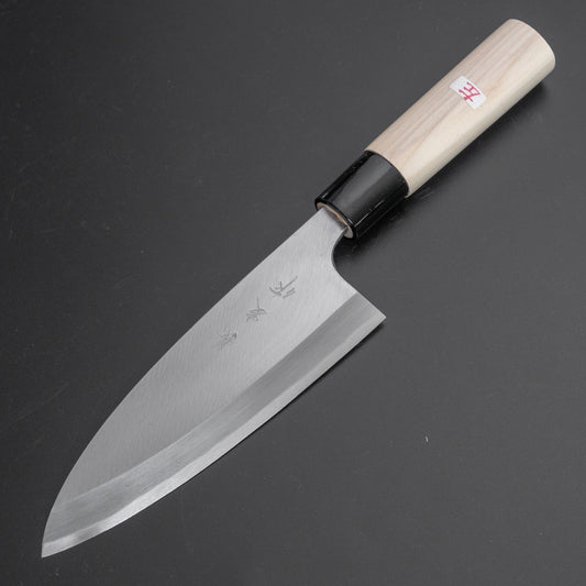 Morihei Yoshitomo Left-Handed Deba 150mm Poplar Handle - HITOHIRA