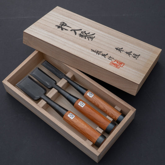 Morihei Yoshitomo Chisel 3 Set (with Kiri Box) | HITOHIRA