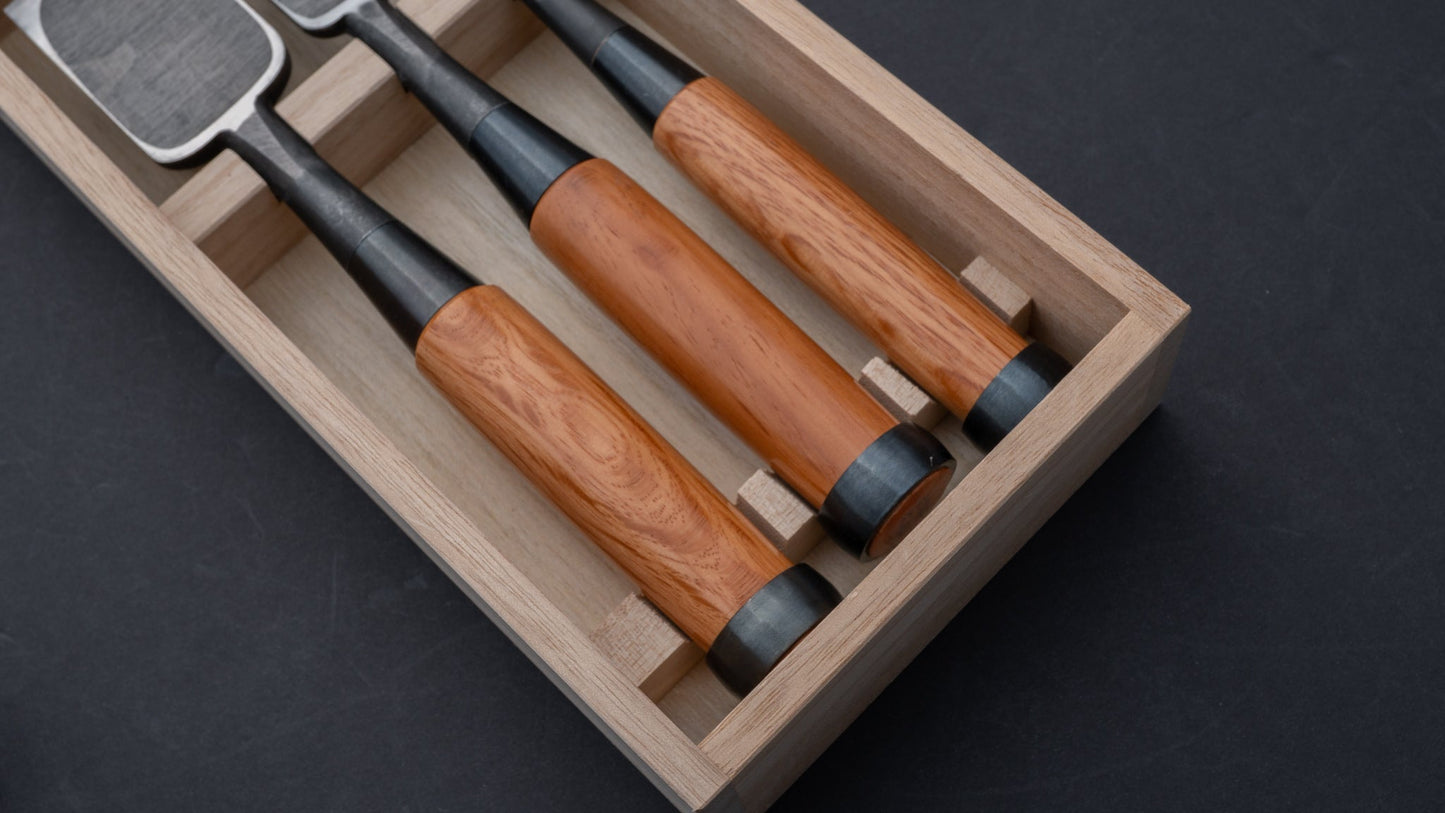 Morihei Yoshitomo Chisel 3 Set (with Kiri Box) | HITOHIRA