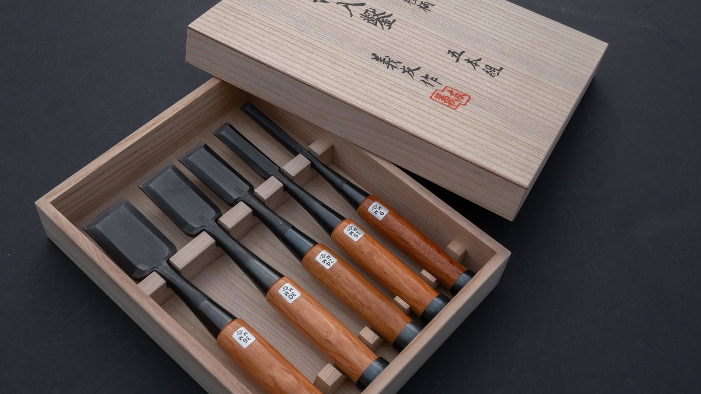 Morihei Yoshitomo Chisel 5 Set (with Kiri Box) | HITOHIRA