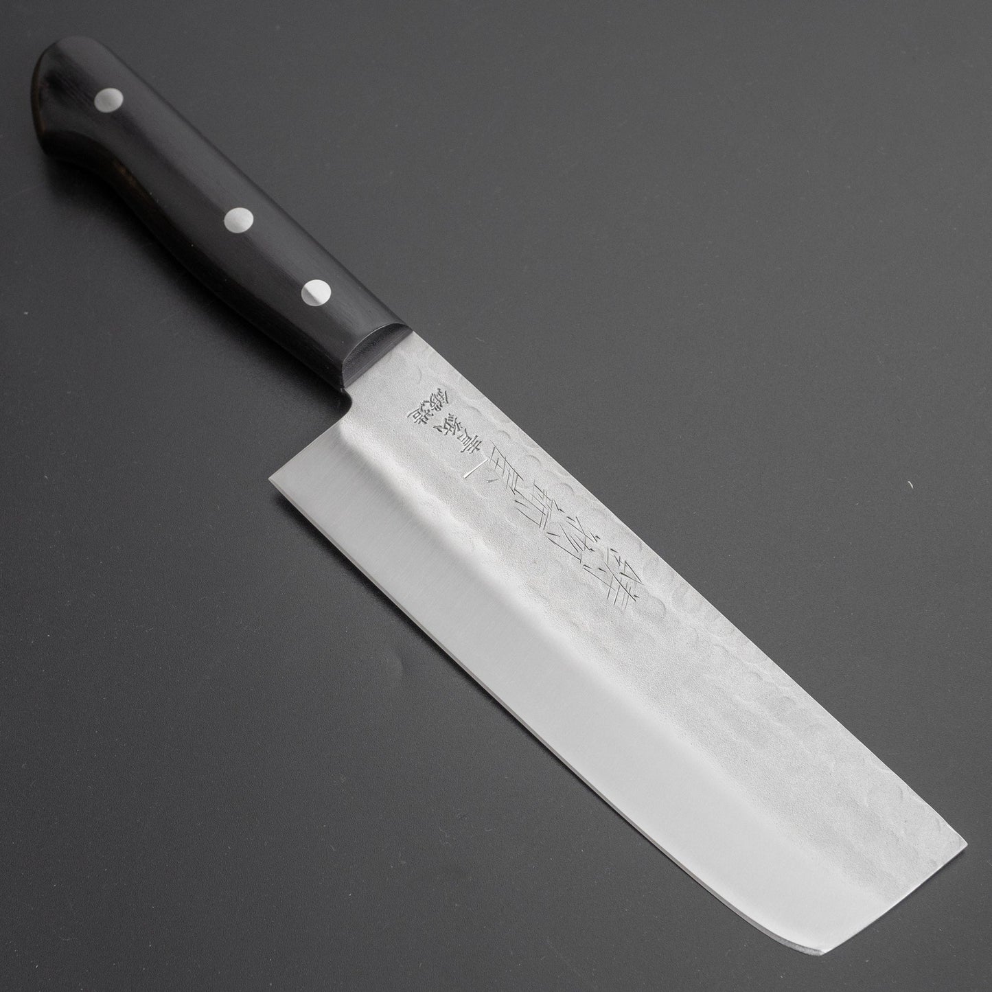 Hitohira Imojiya Kuma Blue #2 Nashiji Tsuchime Nakiri 160mm Pakka Handle (No Bolster) - HITOHIRA