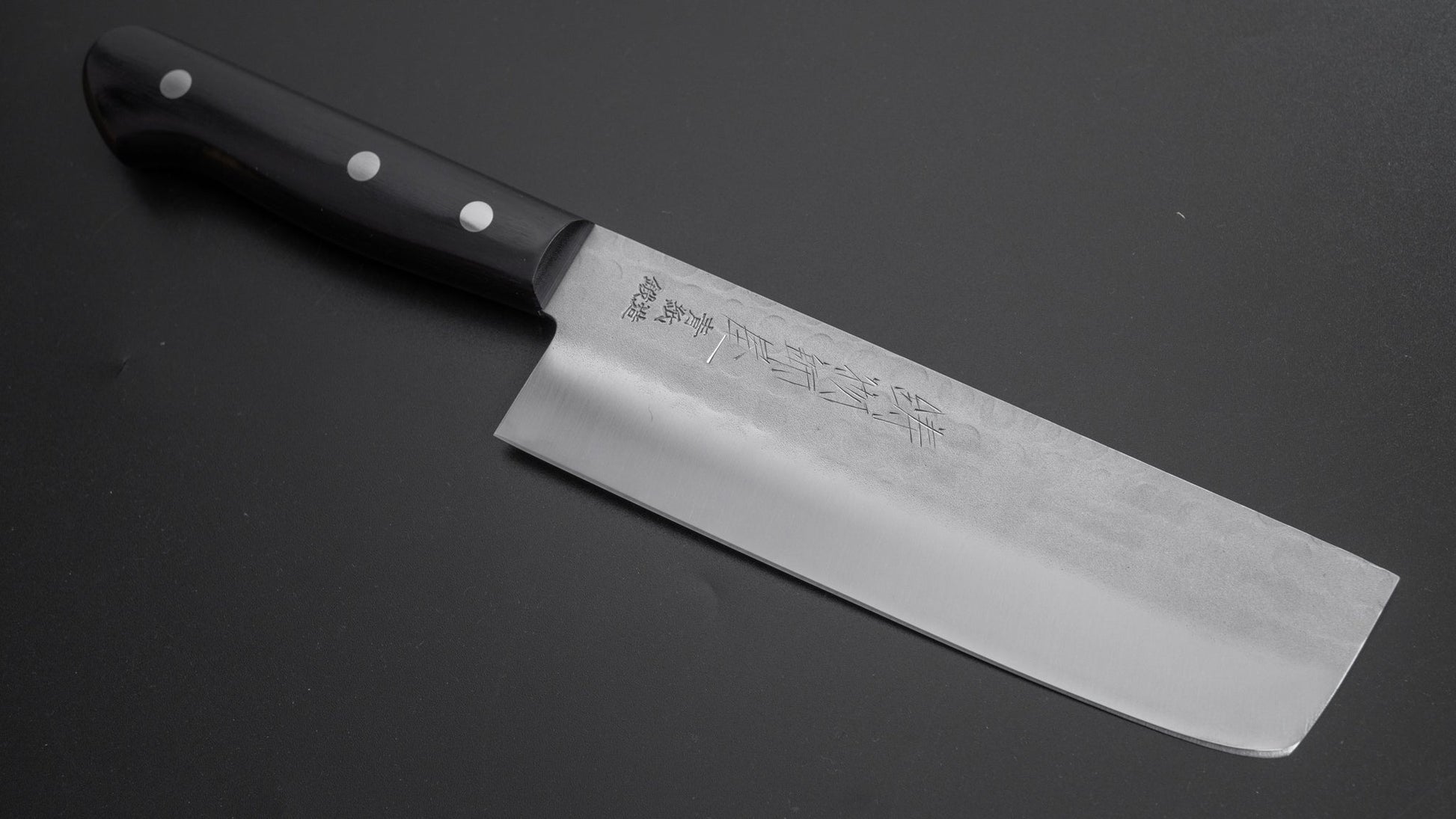 Hitohira Imojiya Kuma Blue #2 Nashiji Tsuchime Nakiri 160mm Pakka Handle (No Bolster) - HITOHIRA