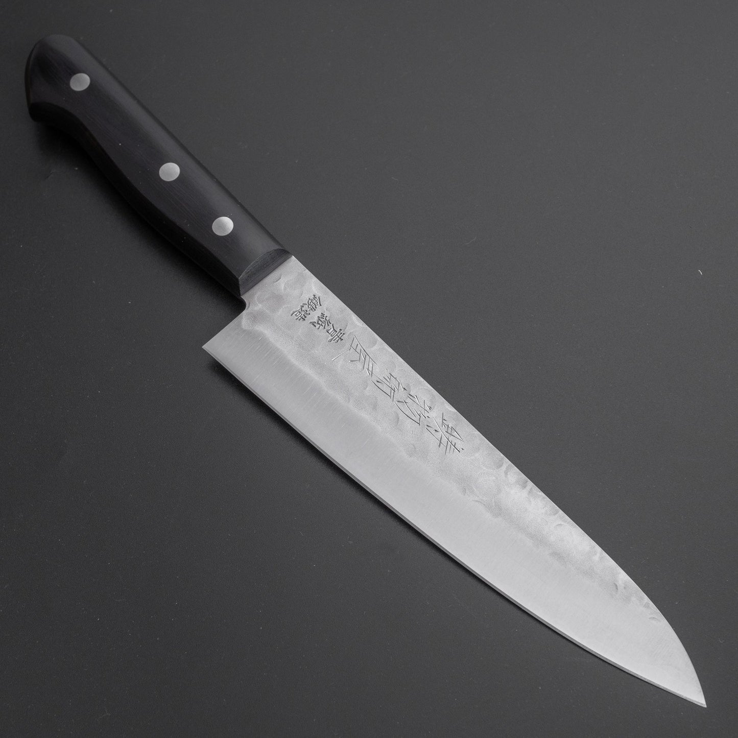 Hitohira Imojiya Kuma Blue #2 Nashiji Tsuchime Gyuto 180mm Pakka Handle (No Bolster) - HITOHIRA