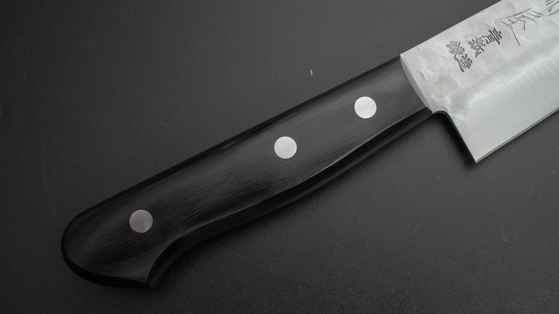 Hitohira Imojiya Kuma Blue #2 Nashiji Tsuchime Gyuto 180mm Pakka Handle (No Bolster) - HITOHIRA