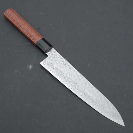 Hitohira HG Tsuchime Damascus Gyuto 210mm Lacewood Handle | HITOHIRA