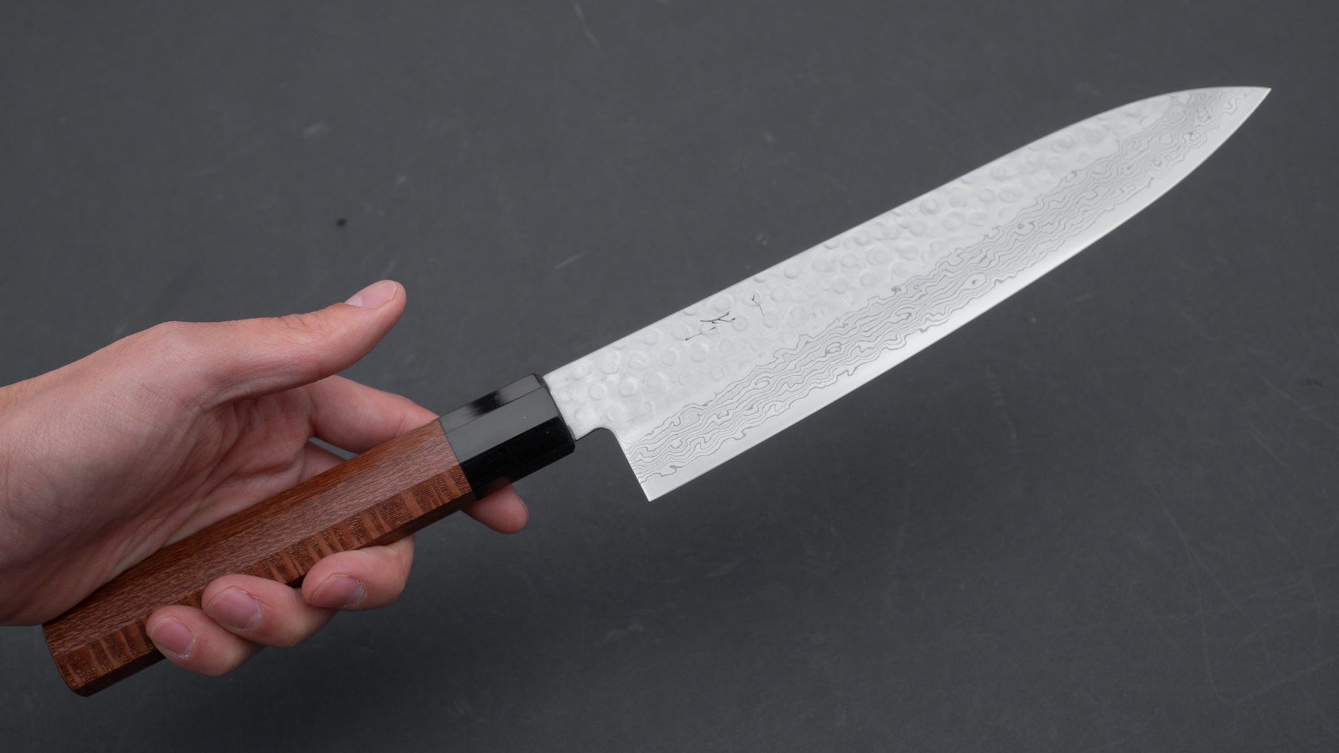 Hitohira HG Tsuchime Damascus Gyuto 210mm Lacewood Handle | HITOHIRA