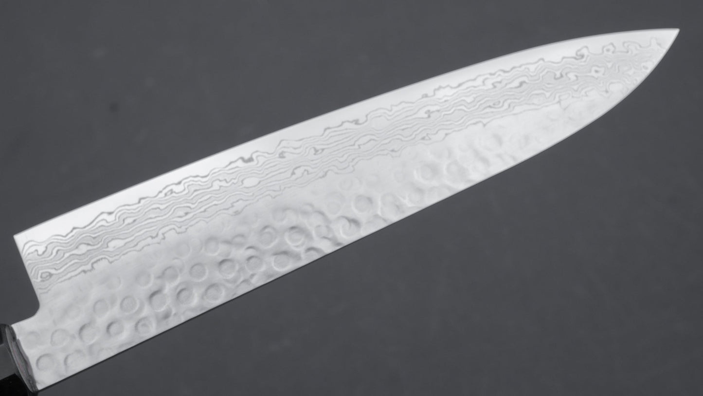 Hitohira HG Tsuchime Damascus Gyuto 210mm Lacewood Handle | HITOHIRA