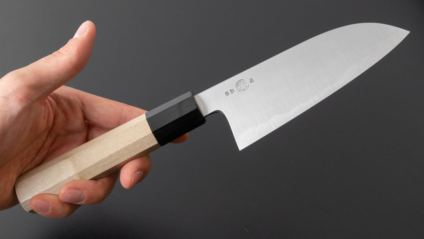 Takada no Hamono White #2 HH Santoku 135mm Ho Wood Handle - HITOHIRA