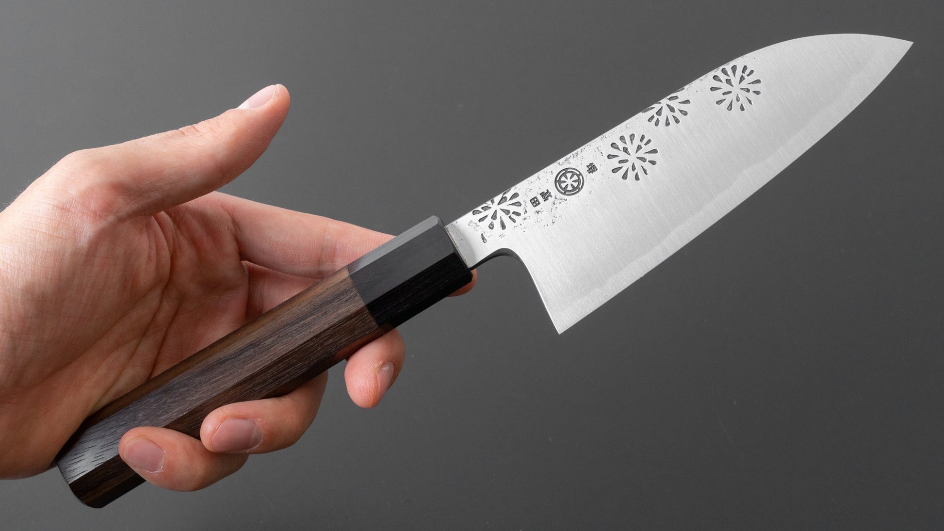 Takada no Hamono White #2 HH Hanabi Santoku 135mm Rosewood Handle - HITOHIRA