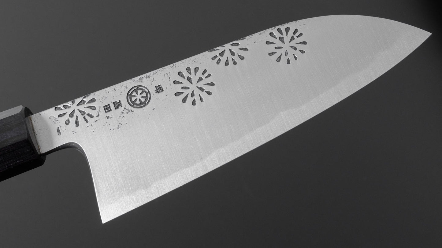 Takada no Hamono White #2 HH Hanabi Santoku 135mm Rosewood Handle - HITOHIRA