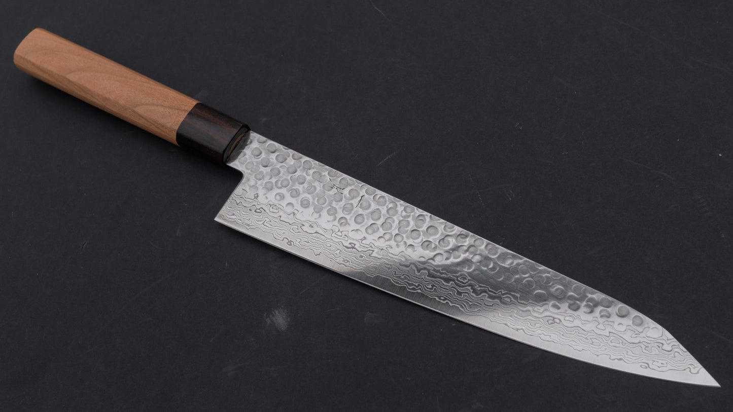 Hitohira HG Tsuchime Damascus Kiritsuke Gyuto 240mm Cherry Wood Handle (Discounted/ Limited/ Saya) | HITOHIRA