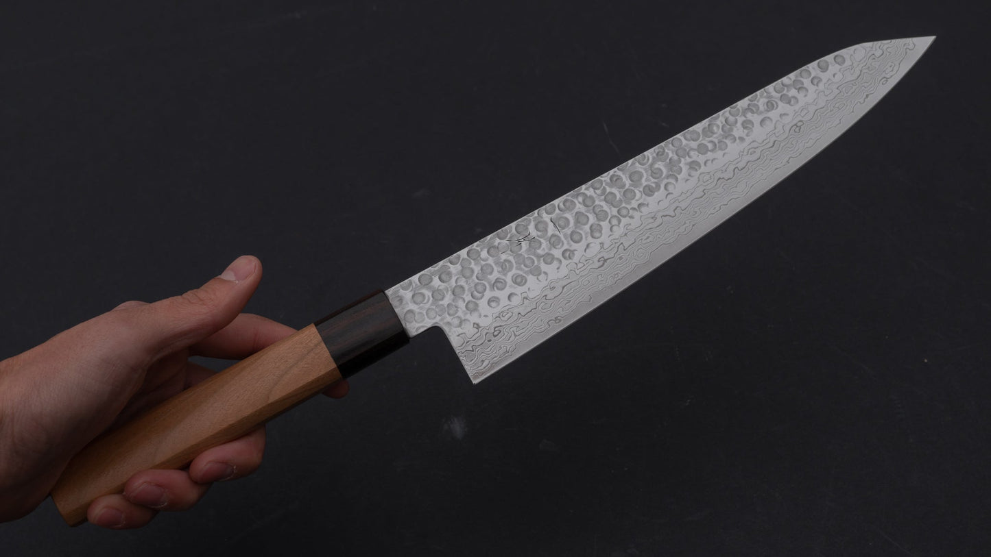 Hitohira HG Tsuchime Damascus Kiritsuke Gyuto 240mm Cherry Wood Handle (Discounted/ Limited/ Saya) | HITOHIRA