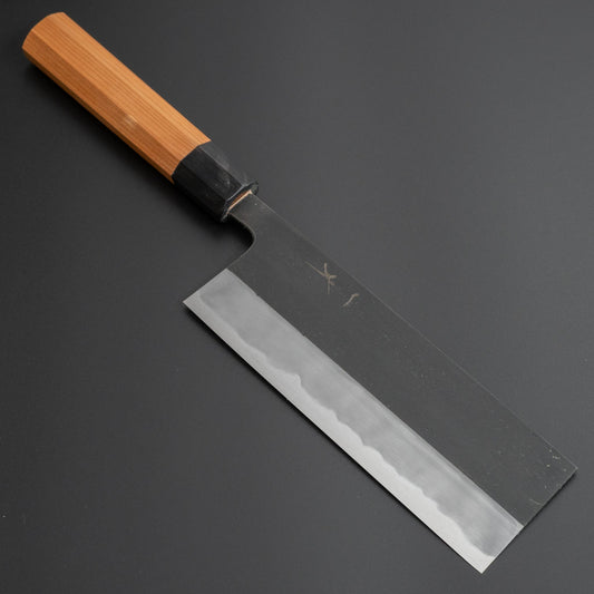 Hitohira Tanaka Kyuzo Blue #1 Kurouchi Nakiri 180mm Yakusugi Cedar Handle (Kaku) - HITOHIRA