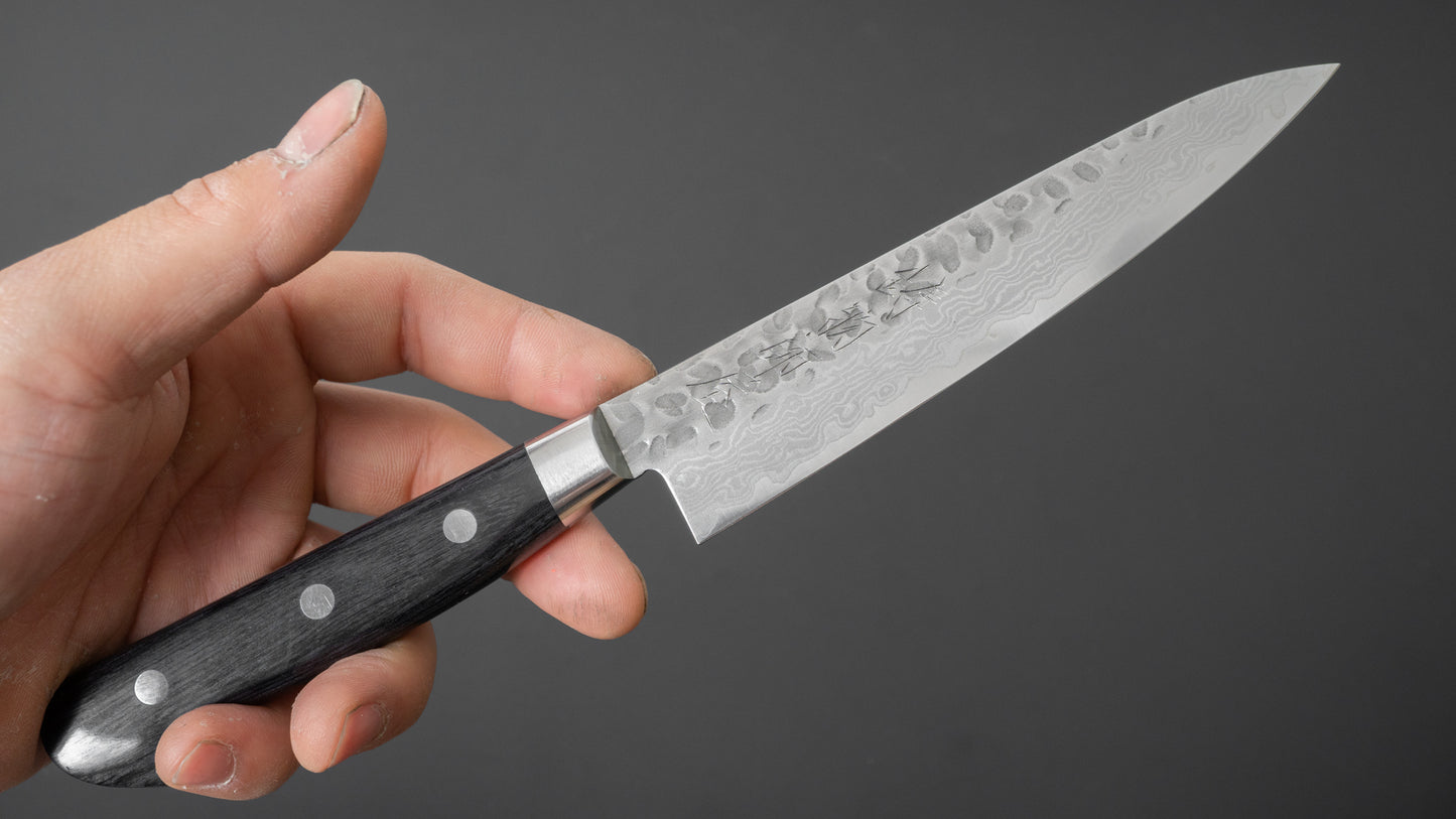 Hitohira Imojiya ST Tsuchime Damascus Petty 135mm Pakka Handle (Yo) - HITOHIRA