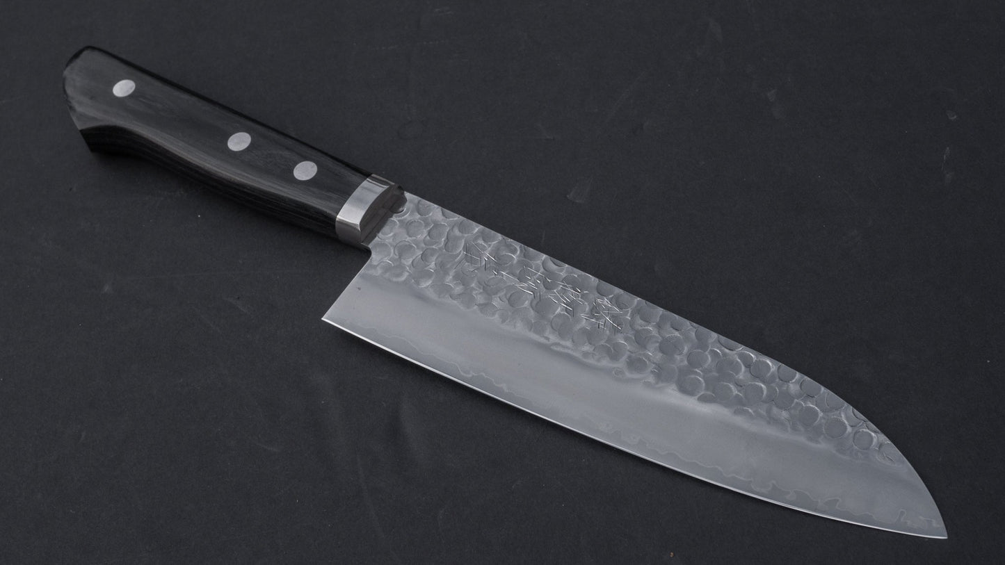 Hitohira Imojiya MZ Tsuchime Migaki Santoku 165mm Pakka Handle | HITOHIRA