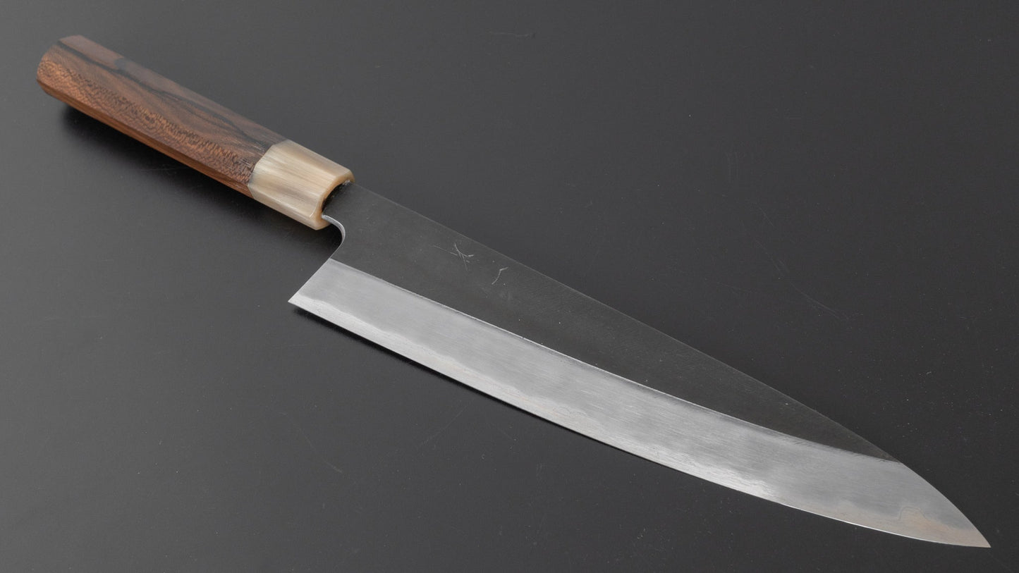 Hitohira Tanaka Kyuzo Vintage Swedish Carbon Kurouchi Gyuto 240mm Ziricote Handle (Saya) - HITOHIRA