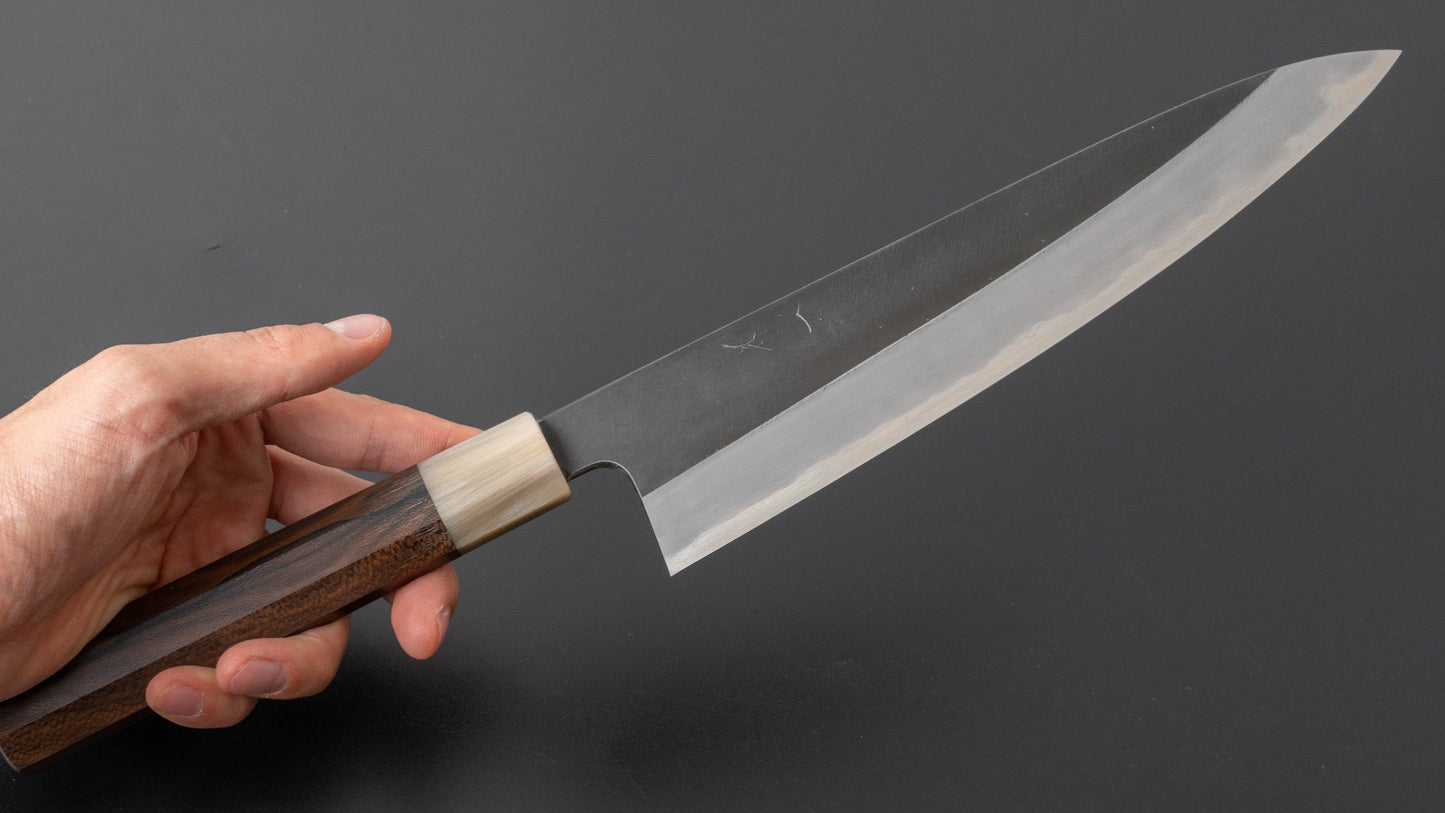 Hitohira Tanaka Kyuzo Vintage Swedish Carbon Kurouchi Gyuto 240mm Ziricote Handle (Saya) - HITOHIRA