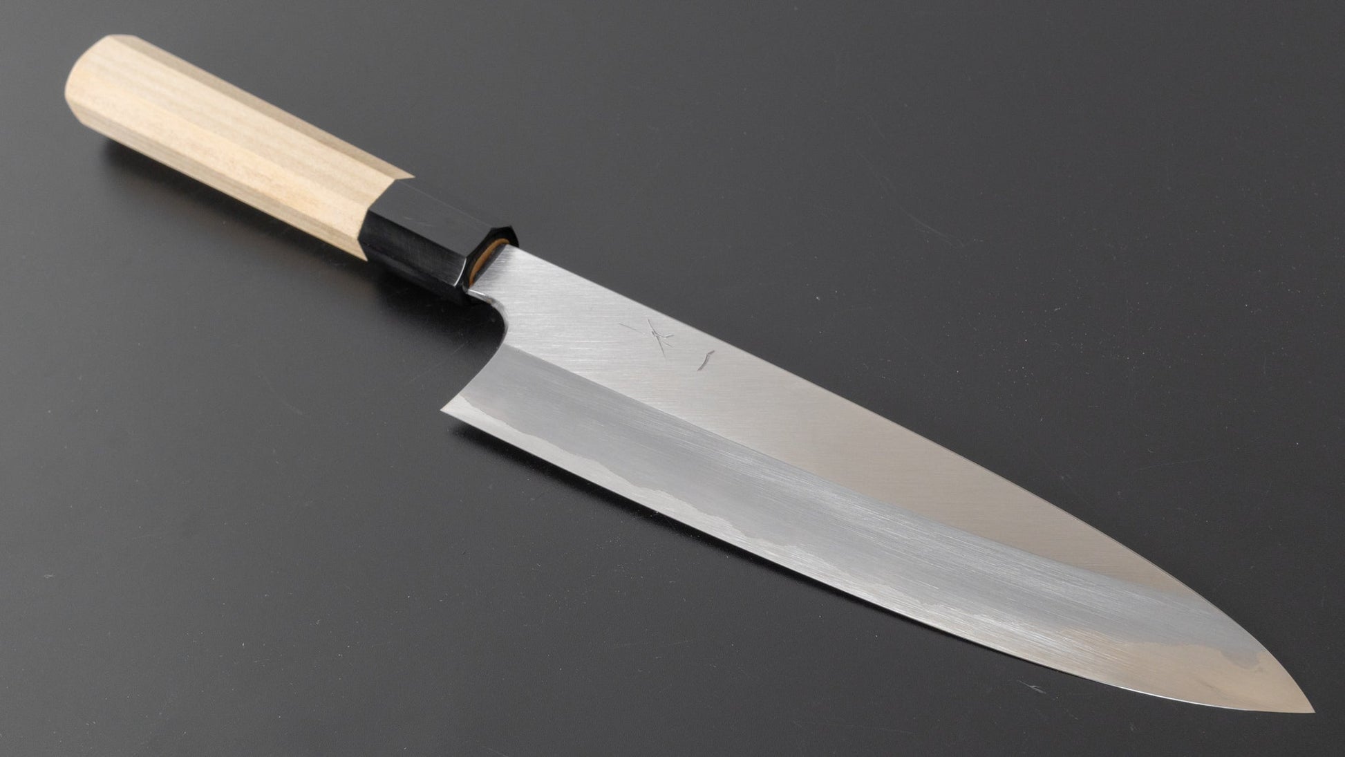 Hitohira Togashi White #1 Stainless Clad Migaki Gyuto 210mm Ho Wood Handle - HITOHIRA