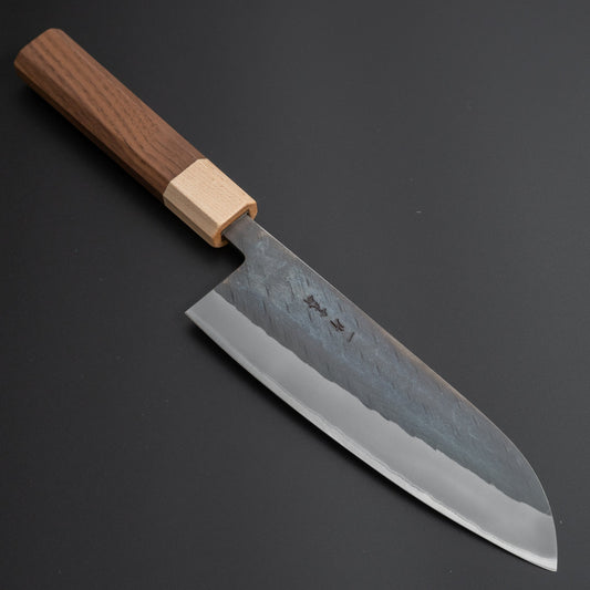 Hitohira TD Blue #2 Stainless Clad Kurouchi Santoku 165mm Walnut Handle - HITOHIRA