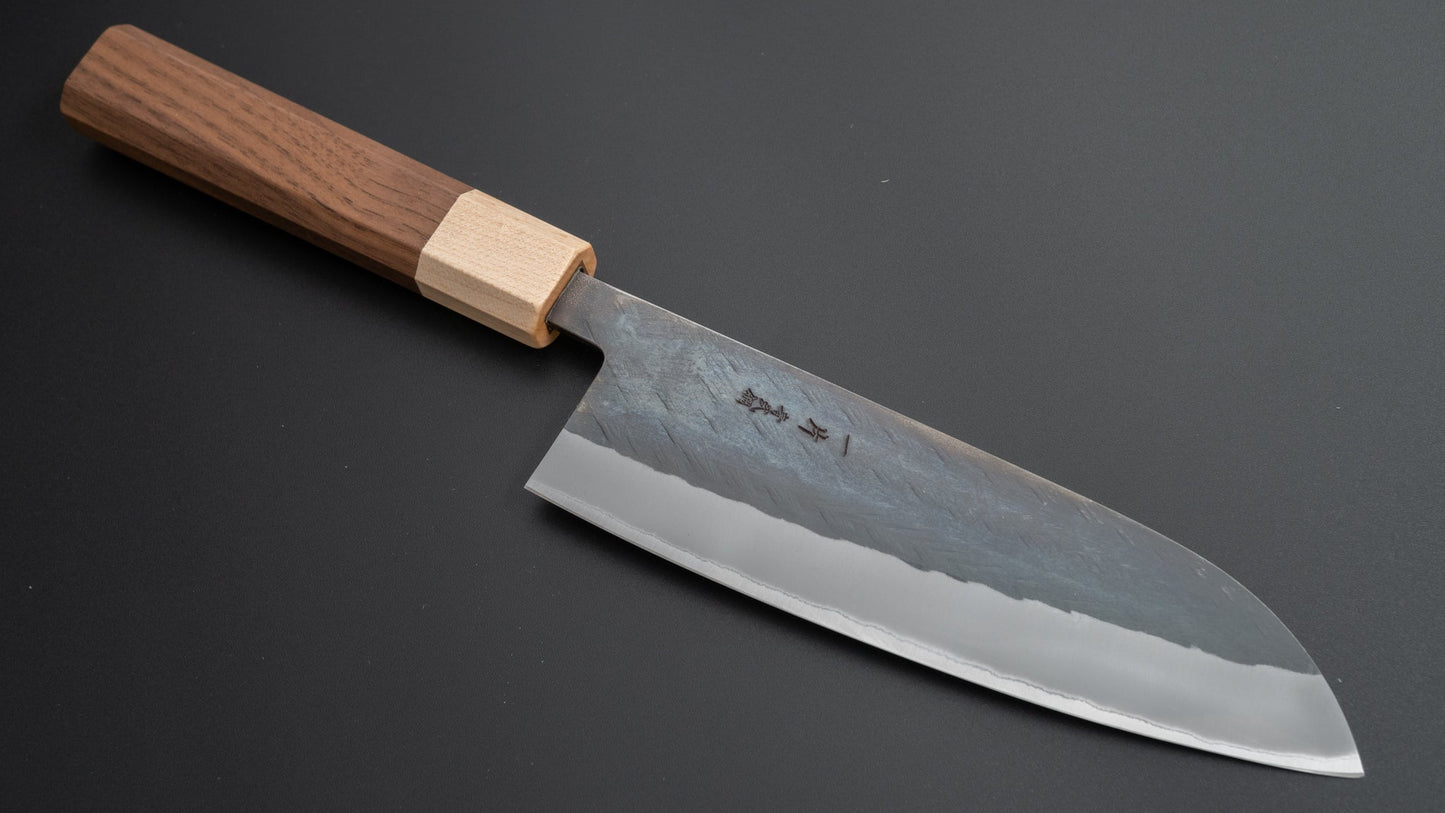 Hitohira TD Blue #2 Stainless Clad Kurouchi Santoku 165mm Walnut Handle - HITOHIRA