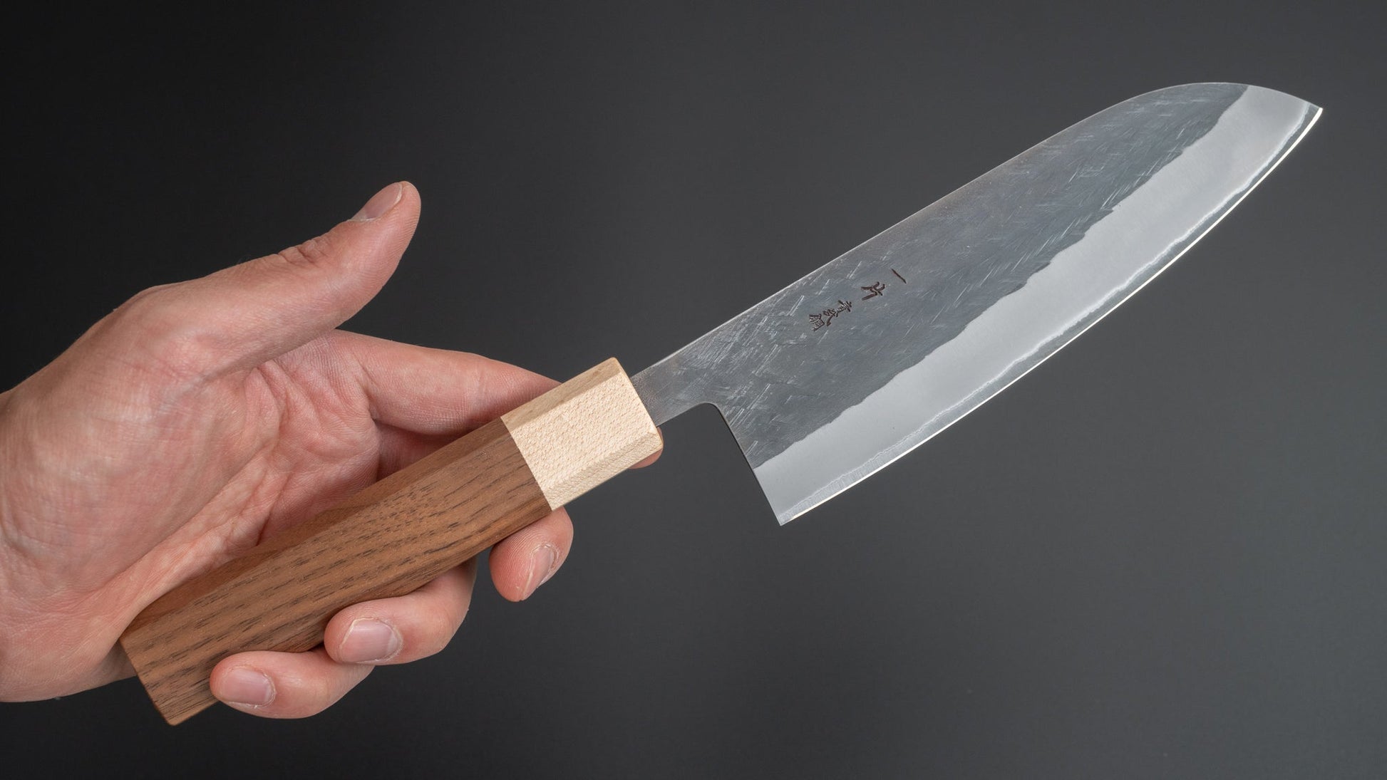 Hitohira TD Blue #2 Stainless Clad Kurouchi Santoku 165mm Walnut Handle - HITOHIRA