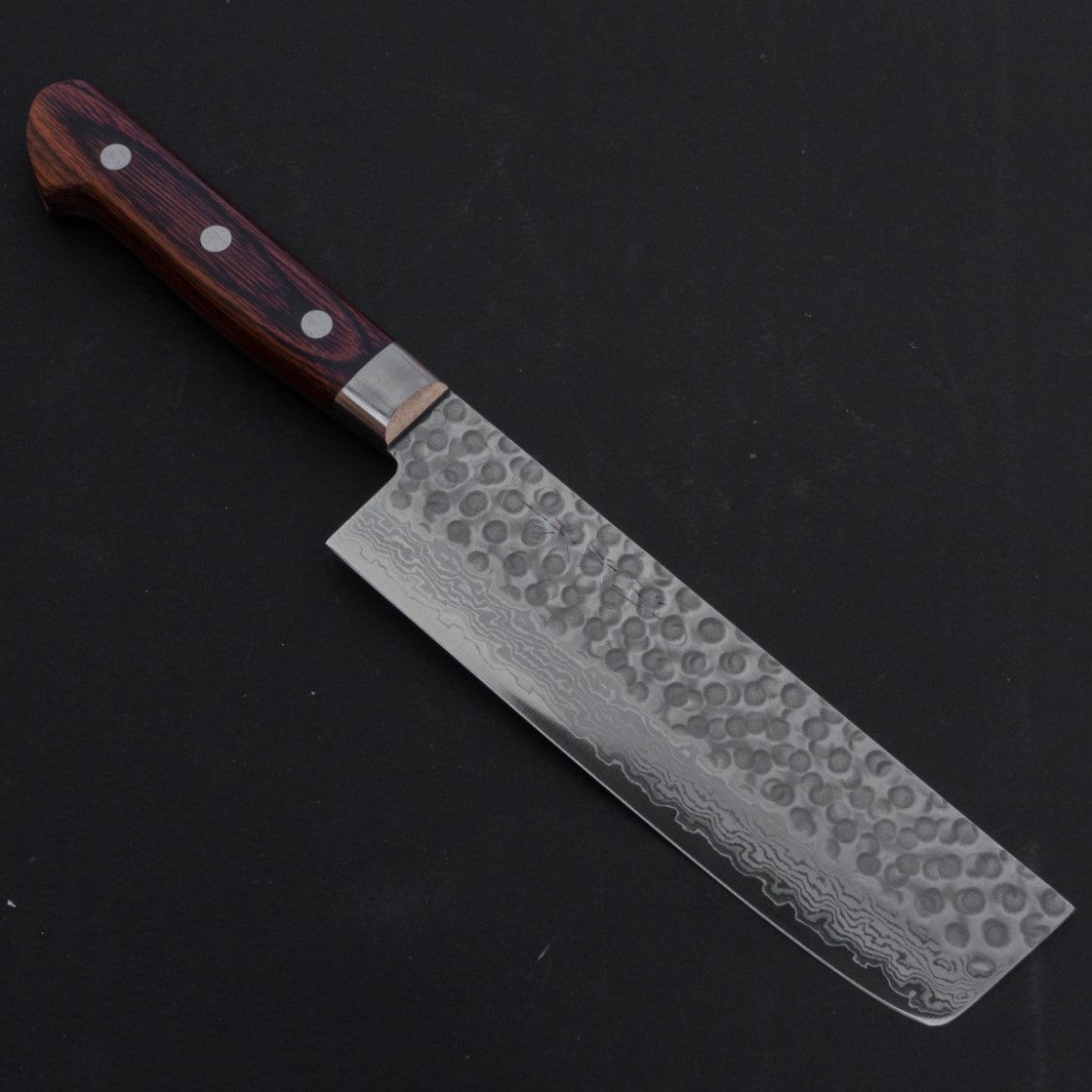 Morihei Kiyomitsu HG Tsuchime Damascus Nakiri 165mm Imitation Mahogany Handle - HITOHIRA