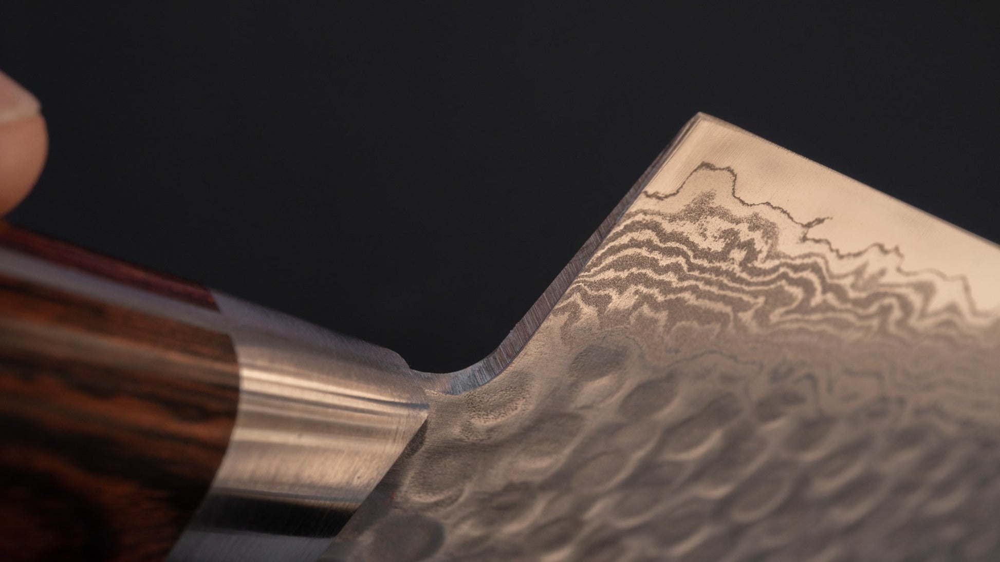 Morihei Kiyomitsu HG Tsuchime Damascus Nakiri 165mm Imitation Mahogany Handle - HITOHIRA