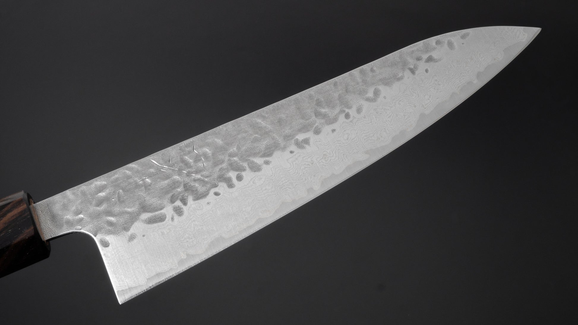 Hitohira Futana Stainless Tsuchime Damascus Gyuto 180mm Cherry Wood Handle - HITOHIRA