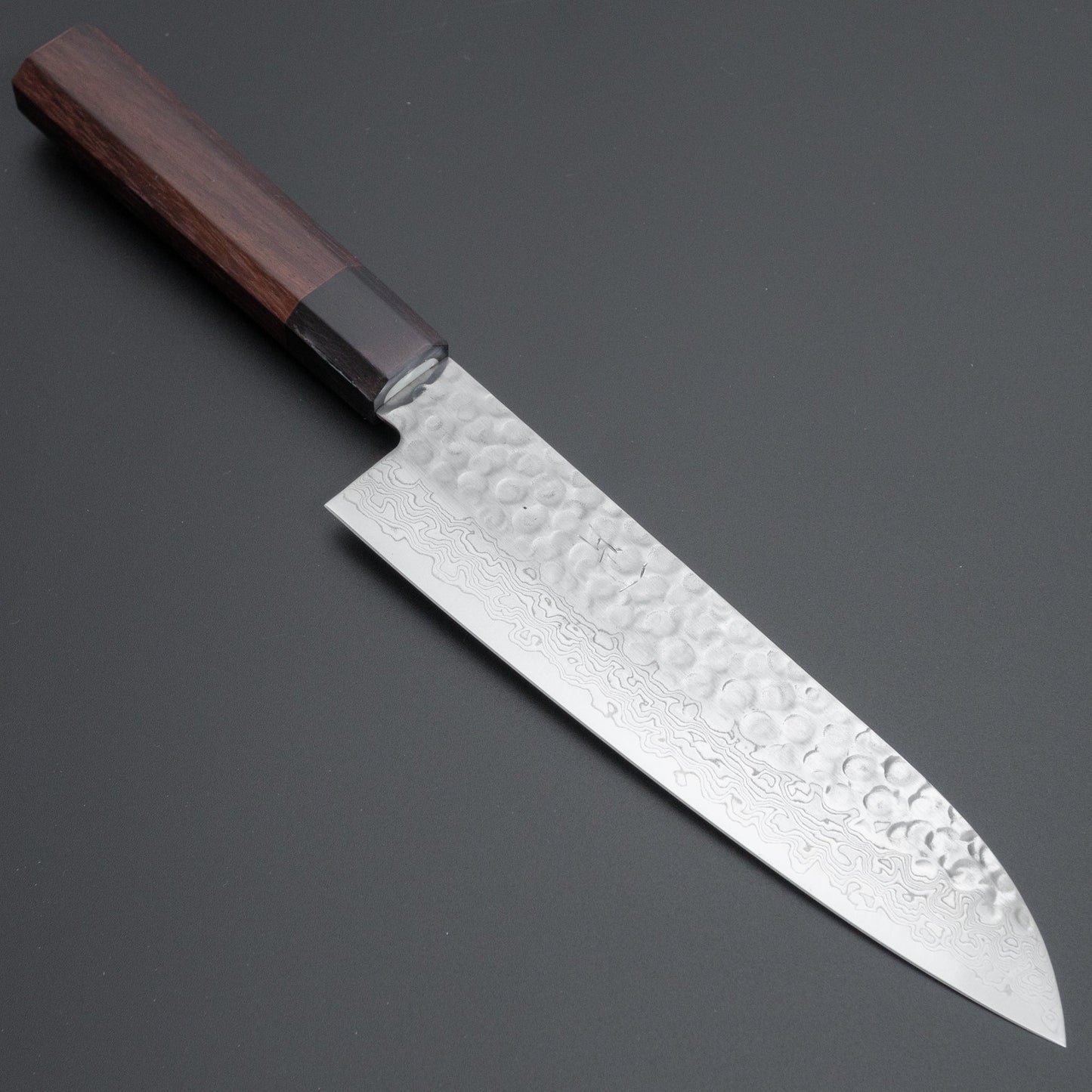 Hitohira HG Tsuchime Damascus Santoku Rosewood Handle (Original Handle) - HITOHIRA